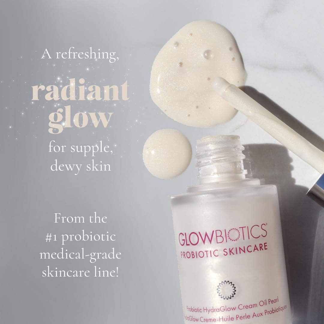 Glowbiotics Probiotic HydraGlow Cream Oil Pearl: Radiance-Boosting Glow Drops for Bright, Hydrated Skin | Pearl Essence & Skin Brightening