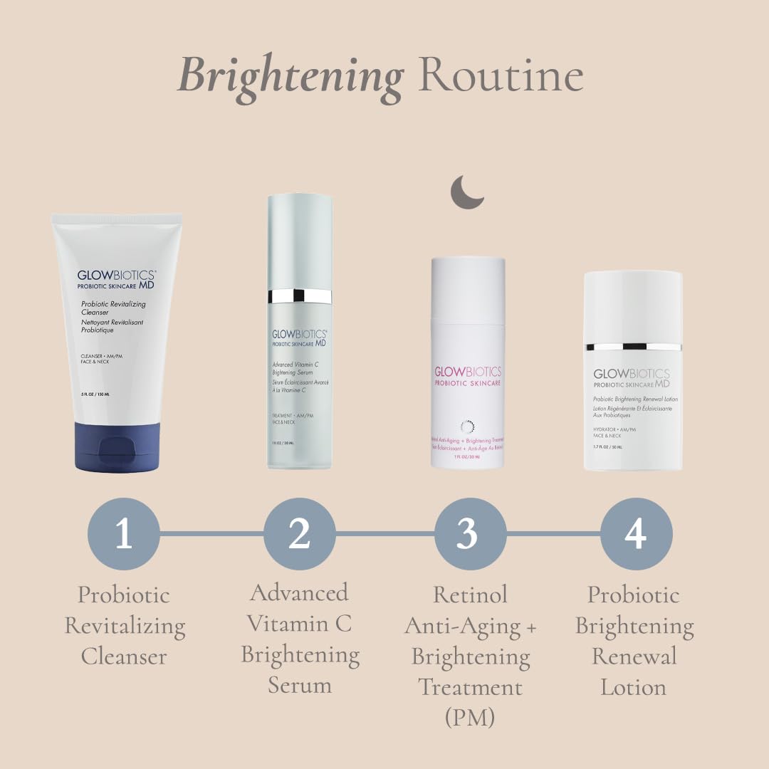 Glowbiotics Probiotic Brightening Renewal Lotion 1.7 fl oz – Lightweight Dark Spot Correcting Moisturizer with Hyaluronic Acid Niacinamide and Green Tea