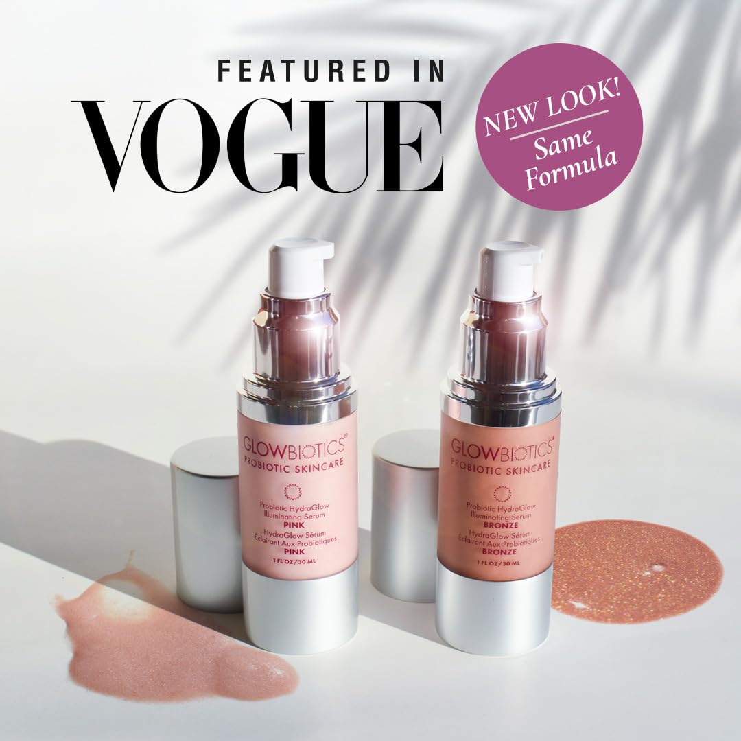 Glowbiotics Probiotic HydraGlow Illuminating Serum Bronze: Hydrating Dew Drops for Radiant Skin, Illuminating Glow Enhancer with Hyaluronic Acid and Probiotics, 1 Fl Oz