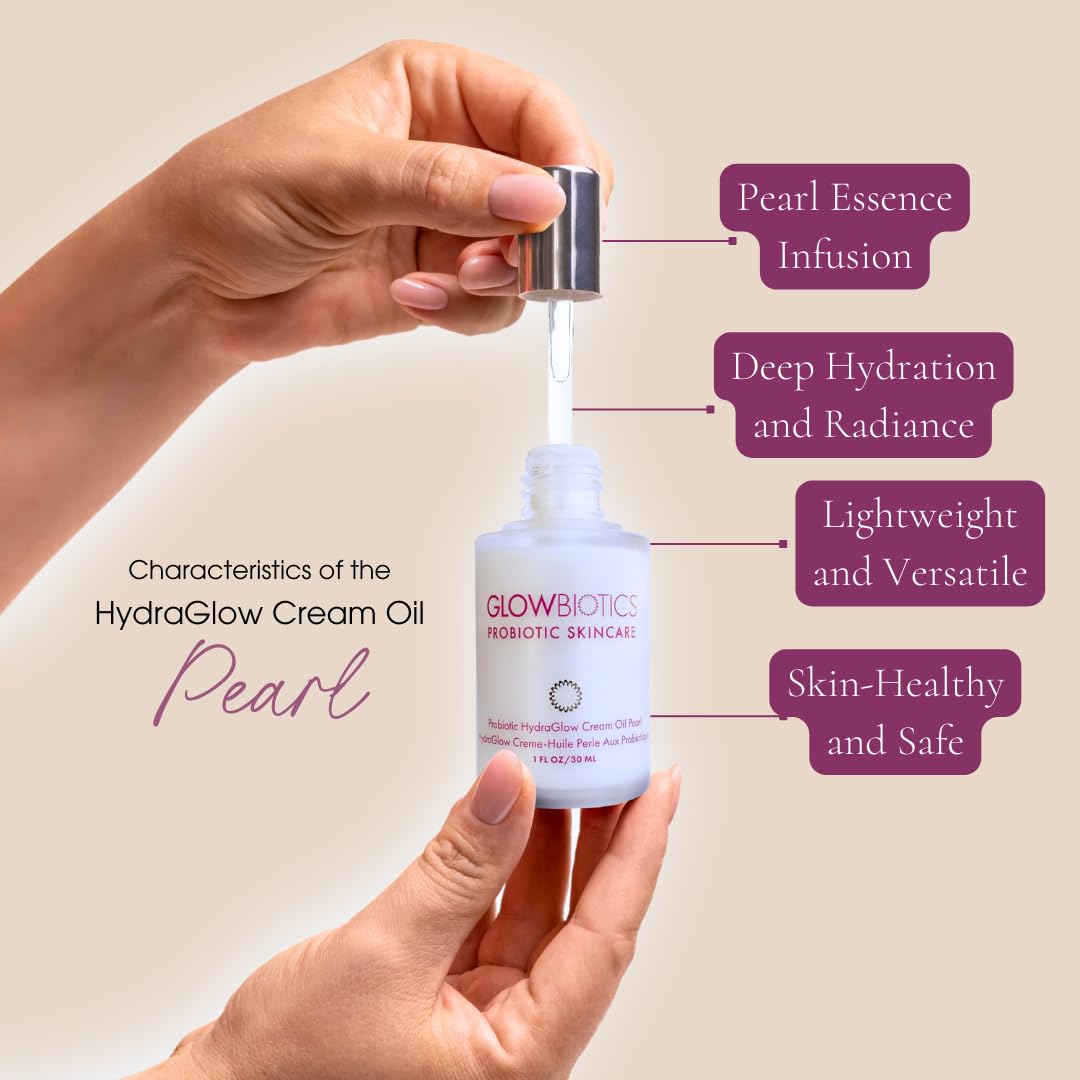 Glowbiotics Probiotic HydraGlow Cream Oil Pearl: Radiance-Boosting Glow Drops for Bright, Hydrated Skin | Pearl Essence & Skin Brightening