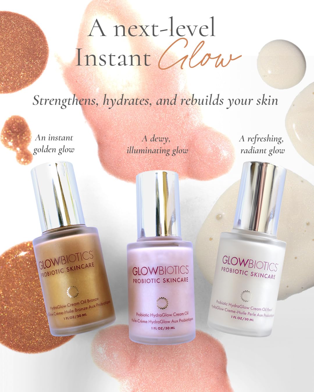 Glowbiotics Probiotic HydraGlow Illuminating Serum Pink: Hydrating Dew Drops for Radiant Skin, Illuminating Glow Enhancer with Hyaluronic Acid and Probiotics, 1 Fl Oz